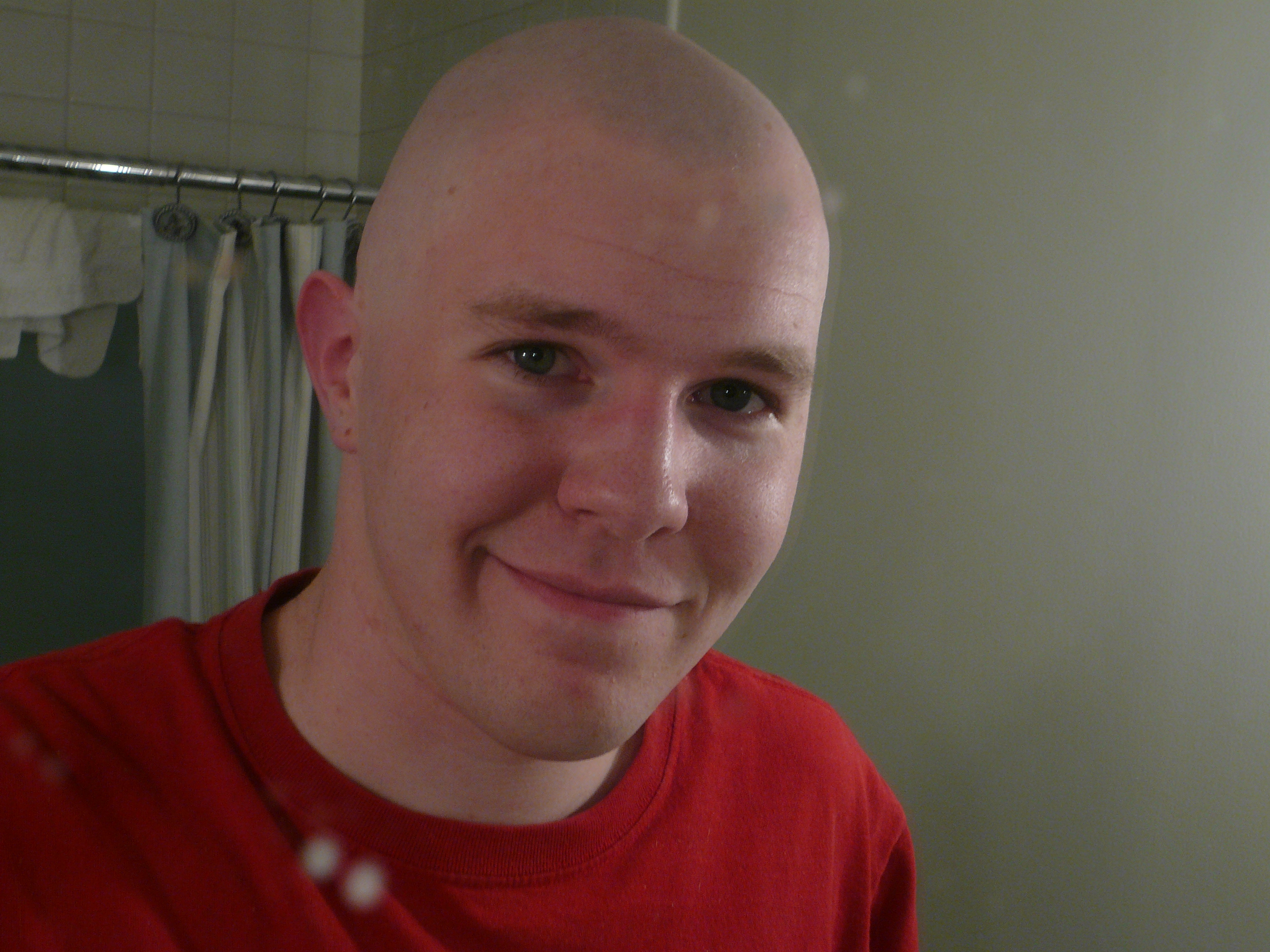 Shaved head white guy